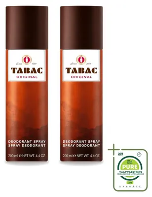 Immagine prodotto di 2 flaconi spray deodorante antitraspirante Tabac Original, 200 ml - confezione grande - 2 pezzi