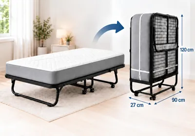 Produktbild von GUNUSS Klappbett Erwachsene Gästebett Klappbar mit13 cm Dicke Matratze 200x90x46cm Reisebett Metallbett einer Tragfähigkeit von 250 kg