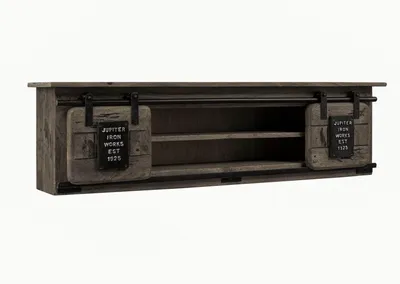 Immagine prodotto di MASSIVMOEBEL24 | mensola in legno di Mango 130x25x35 grigio scuro laccato RAILWAY