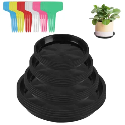 Produktbild von Pflanzenuntersetzer Blumentopfuntersetzer Untersetzer - Rund - Kunststoff - 16 Stück - Schwarz - Für Innen und Außen