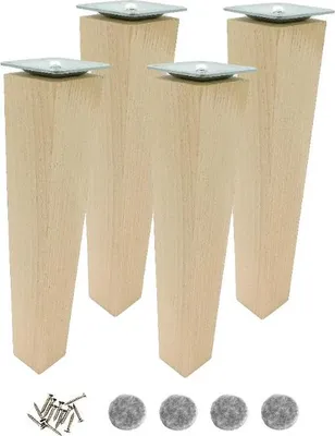 Produktbild von Buche-Beine 25 cm – Trapez, roh, mit Montageset