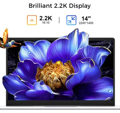 Image de Ordinateur portable 14 pouces, écran IPS 2,2K, processeur AMD Ryzen 5, 16 Go de RAM, disque SSD de 1 To, système d'exploitation Windows 11