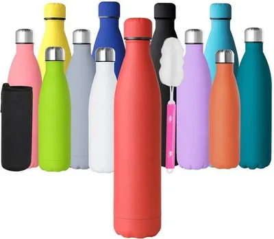 Obrázek produktu pro Dvoustěnná izolovaná láhev z nerezové oceli o objemu 1 l (1000 ml), nepropustná, s brčkem a víčkem.