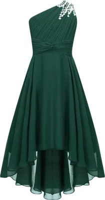 Immagine prodotto di Elegante abito da sposa monospalla per bambina | Festoso abito da fioraia | Lungo, ideale per eventi serali | Taglia 158-164 cm