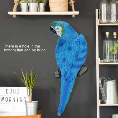 Vogelskulptur Lebensechter Papagei - Harzdekoration - Wanddekoration - Gartendekoration - Schreibtischdekoration - Robustes