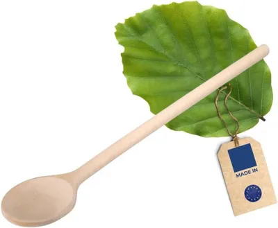 Produktbild von HOFMEISTER® 10107 Großer Holz-Kochlöffel, 60 cm, EU Naturprodukt: handgefertigt, plastikfrei, Keine Kratzer im Topf, unbehandelt, hitzebeständig, antibakterieller Rührlöffel, Buche, rund