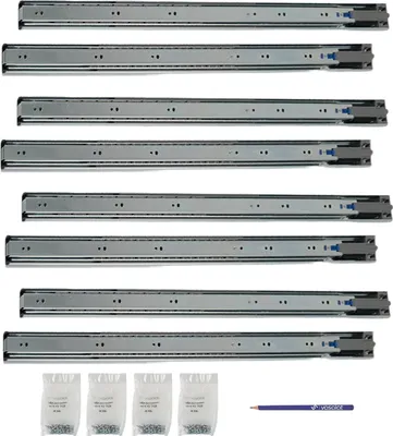 Produktbild von Schubladenschienen 650mm softclose Kugelführung - Vollauszug mit integrierter Dämpfung, 32-Systemlochung - 4 Paar