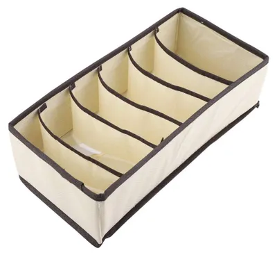 Faltbarer Schubladen-Organizer, 6 Fächer, beige, Polyester-Nylon