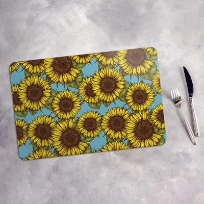 Produktbild von Tischset 6x45x30 cm Platzset Tischmatte Platzmatte Untersetzer - Retro Sonnenblume
