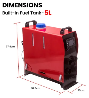 Image de Chauffage d'air diesel - 5 kW, chauffage auxiliaire 12 V - Télécommande LCD - 4 sorties d'air - Pour voiture, camping-car, camion, bateau