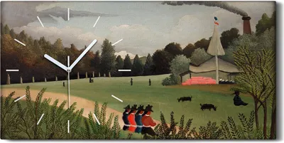Produktbild von Wandbild Leinwand Bilder mit Uhr 60x30 Malerei auf dem Land Wald Bäume - weiße Hände