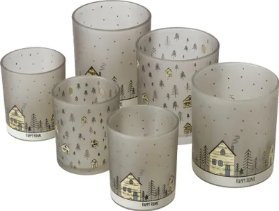 Produktbild von Boltze Home Teelichthalter Glas Homewood Set 2 Stück Häuser Dekoration