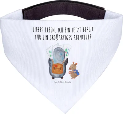 Produktbild von Mr. & Mrs. Panda Hunde-Halstuch Pinguin & Maus Wanderer - Weiß - Geschenk, Ausflug, Hunde Bandana, Halstuch, Für, Hundehalstuch, Roadtrip, Wanderlust, Tuch, Wandern