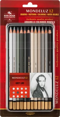 Produktbild von Aquarell- Buntstifte 12 Grautöne im Metalletui / Blister