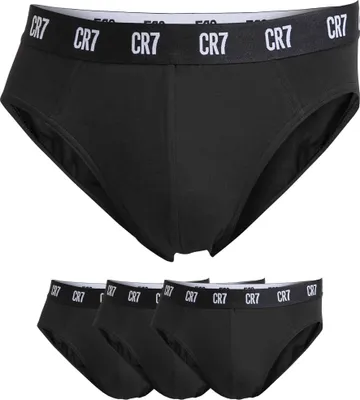 Produktbild von CR7 Herren Slips, 3er Pack - Briefs, Logobund, Stretch Baumwolle Schwarz M