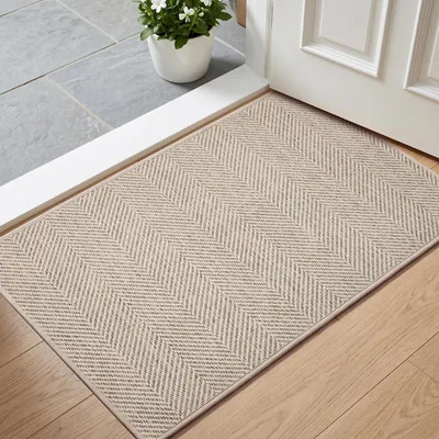 Image de Tapis de sol intérieur, 50 x 80 cm, antidérapant, très absorbant, couleur beige