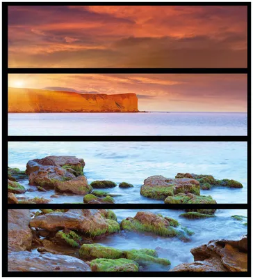 Produktbild von Wallario Möbelfolie / Aufkleber, geeignet für Ikea Malm Kommode mit 4 Schubfächern - Sonnenaufgang am Meer mit Landzunge und Felsen im Wasser