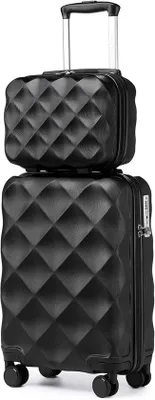 Produktbild von Famanu Kofferset 2-teilig mit TSA-Schloss - 31+54cm Kabinenkoffer mit 4 Rollen (Schwarz)