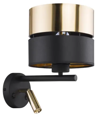 Zdjęcie produktu dla Kinkiet HILTON czarny-mosiądz-złoty 2xE27x60W tkanina wym:34x20x28cm IP20 TK-Lighting