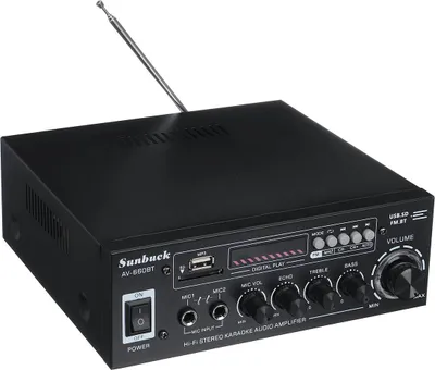 Image de Amplificateur pour voiture - Stéréo 2.0 canaux HiFi - Bluetooth - Radio FM - 100-240 V & 12 V - Basses & Subwoofer - Pour voiture/bateau/caravane -  CE
