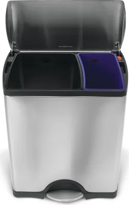 Produktbild von simplehuman 46 Liter rechteckiger Recycler, fingerabdrucksicherer Edelstahl - 10x10x54,4 cm; CW1830