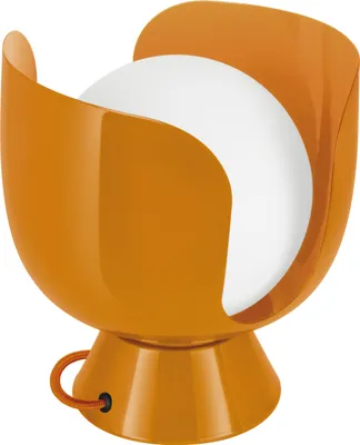 Zdjęcie produktu dla Lampa stołowa OSRAM Decor Corolle E14, metal i szkło, przewód tekstylny, wymienne żarówki, styl retro, pomarańczowa