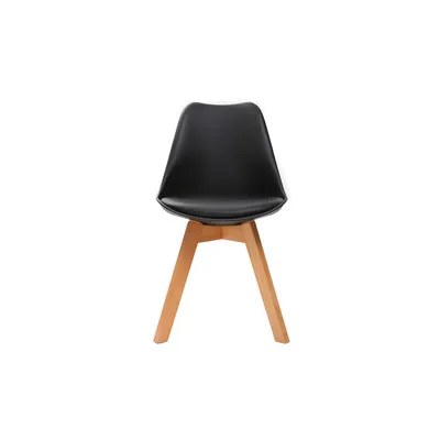 Produktbild von Miliboo - Design-Stuhl Holzbeine Schwarz 2er-Set PAULINE