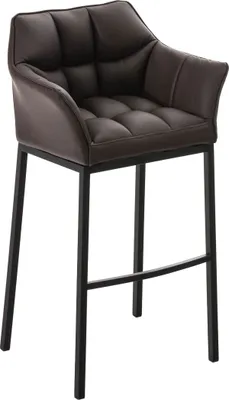 Produktbild von TPFLiving Barhocker Damaskus mit 4-Fuß Gestell schwarz Kunstleder Braun