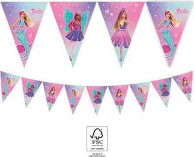 Image de Guirlande Barbie 9 drapeaux, 230 cm