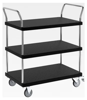 Produktbild von Servierwagen | 3 Etagen | 2 Schiebebügel | Tragfähigkeit 230 kg
