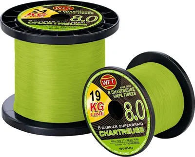 Obrázok produktu pre WFT rybárske vlasce KG 8.0 8-Carrier Super Braid (chartreuse, 600 m)