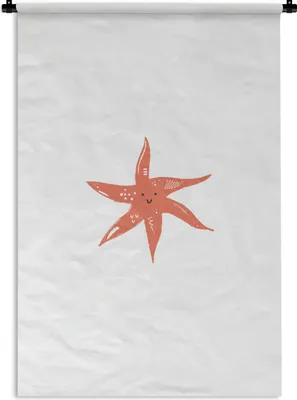 Produktbild von MuchoWow® Wandteppich Wandbehang Pastell - Seestern - Rosa 90x135 cm Tapisserie Dekoration Wandtuch - Baumwolle - Wandskulptur