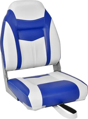 Obrázek produktu pro COSTWAY Sedadlo do člunu s vysokým opěradlem, skládací židle do člunu s 10 cm silným houbovým čalouněním, polstrovaná židle pro řízení člunu (modro-bílá, jednoduchá)