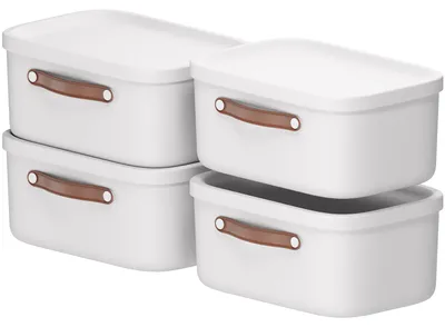 Produktbild von Rotho Aufbewahrungsbox 4er-Set 12L Maloja - Kunststoffbox 39,5 x 23,5 x 17,7 cm - Box mit Deckel - Stapelbox sicher verschließbar - Plastikbox