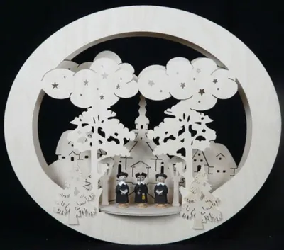 Produktbild von Fensterbild mit Kirche Kurrende und Beleuchtung BxHxT 34x30x4cm NEU