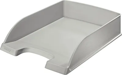 Produktbild von Esselte-Leitz LEITZ Briefablage Plus Standard, A4, Polystyrol, grau senkrecht oder versetzt stapelbar, großer Greifausschnitt,