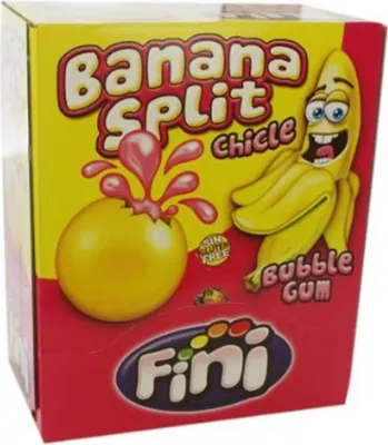 Produktbild von Boom Bubble Gum Banana Split Kaugummi glutenfrei 200 Stück Display