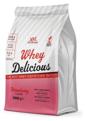 Produktbild von Whey Protein Pulver Eiweißpulver | XXL Nutrition Whey Delicious Erdbeere 2500 g | Shake aus Isolat & Konzentrat für Muskelaufbau & Fitness
