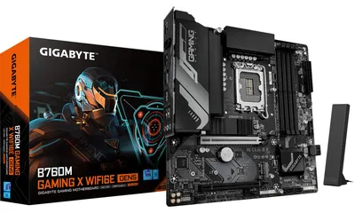 Immagine prodotto di Scheda Madre GIGABYTE B760M GAMING X WIFI6E GEN5 - Supporta CPU Intel Core di 14a generazione, VRM a 8+1+1 fasi, fino a 5600MHz DDR5, 2xPCIe 4.0 M.2, Wi-Fi 6E, 2.5 GbE LAN, USB 3.2 Gen 1