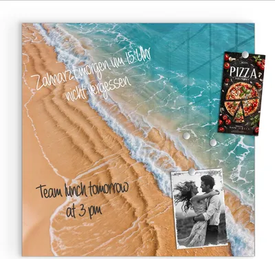 Produktbild von Magnettafel 30x30cm Pinnwand Whiteboard beschreibbar - Wellen am Strand