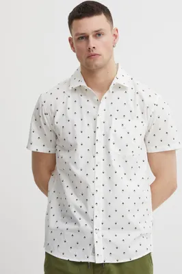 Produktbild von Blend 20715739 Shirt Herren Kurzarmhemd Herrenhemd Hemd Regular Fit Club-Kragen Minimal-Muster Hochwertige Baumwoll-Qualität