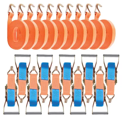 Image de Sangle de levage, capacité de 5 tonnes, largeur de 50 mm, longueur de 10 mètres, fabriquée en polyester durable, compatible avec les camions