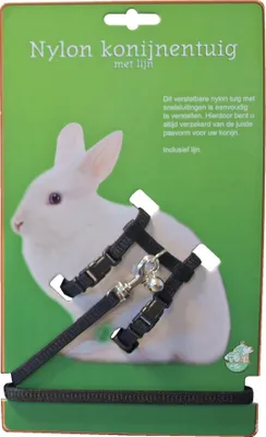 Produktbild von Kaninchengeschirr mit Leine und Glocke schwarz Gebr. de Boon