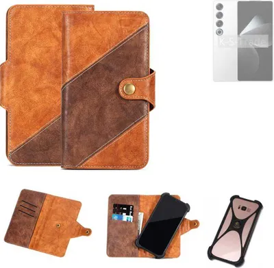 Produktbild von K-S-Trade Handyhülle Schutzhülle Bookstyle Case Wallet-Case kompatibel mit Meizu 21 Pro Cover Klapphülle Kantenschutz Smartphone dunkelbraun braun