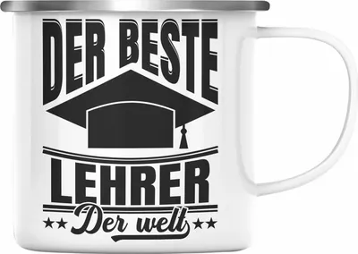 Produktbild von Trendation - Der Beste Lehrer Der Welt Emaille Tasse Geschenk Abschied Abschiedsheschenk Lehrer Abi Abitur Spruch (Silber)