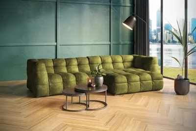 Produktbild von KAWOLA Sofa ROSARIO Ecksofa Velvet moosgrün Recamiere rechts