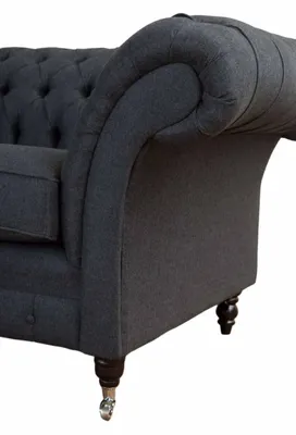 Produktbild von Grauer Chesterfield Sessel 1.5 Sitzer Sofa Couch Polster Textil Grau Sessel