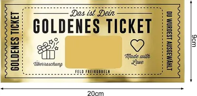 Produktbild von Goldenes Ticket zum Rubbeln, Tiefdruck, zum Rubbeln, Überraschungsticket zum Rubbeln, Grußkarte
