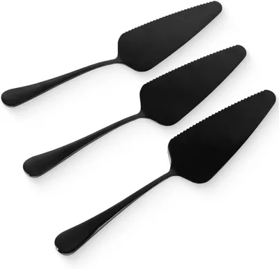 Imagen del producto de Juego de tres utensilios de acero inoxidable para pasteles, color mate, ideal para pasteles y pizzas, utensilios para servir