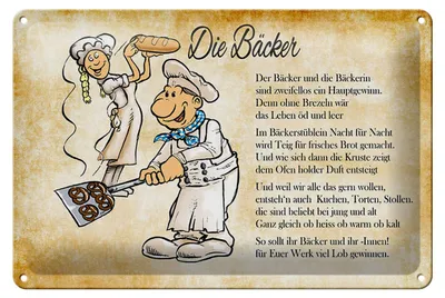 Produktbild von Blechschild Spruch 30x20cm Die Bäcker und die Bäckerin